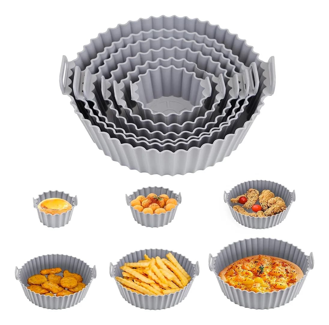 Kit De 6 Moldes Bandeja De Silicona Para Freidora De Aire — imagen 1 de 4