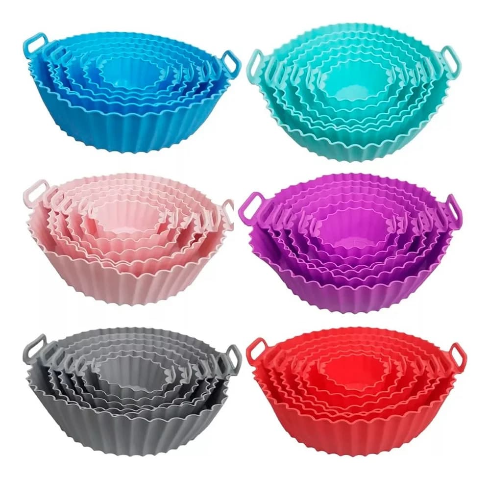 Kit De 6 Moldes Bandeja De Silicona Para Freidora De Aire — miniatura 2