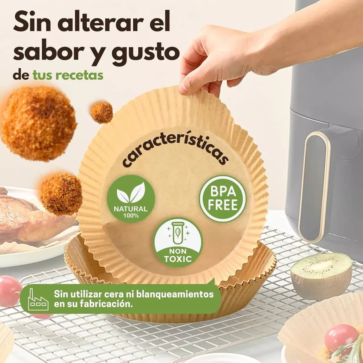 Bandejas De Papel Para Freidora De Aire Sin Aceite 50 Uni — miniatura 3