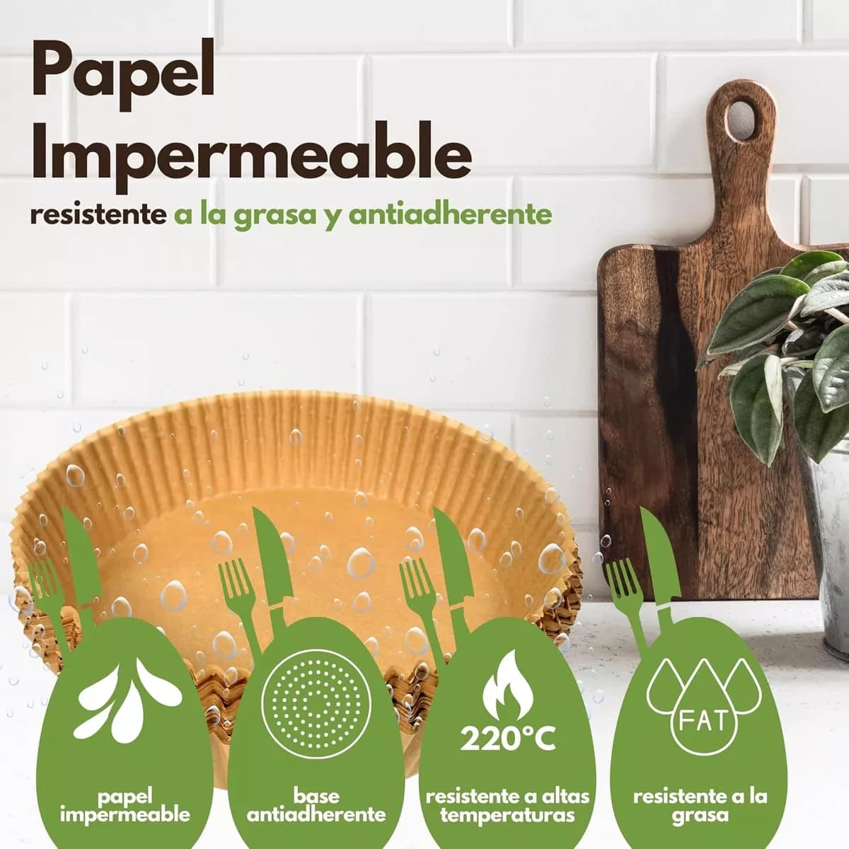 Bandejas De Papel Para Freidora De Aire Sin Aceite 50 Uni — miniatura 5