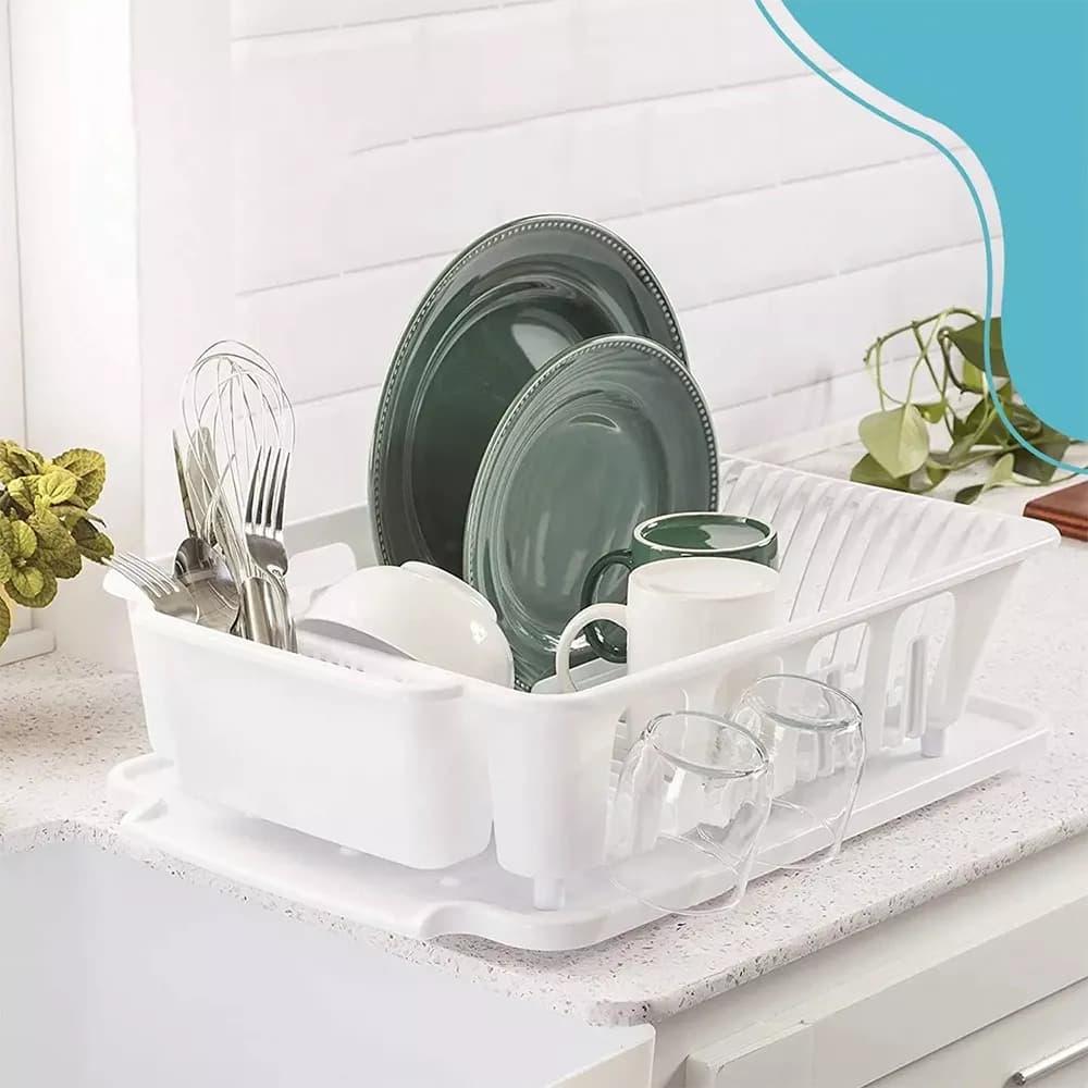 Escurridor De Platos Plástico Bandeja Cubiertero Desagüe — miniatura 2