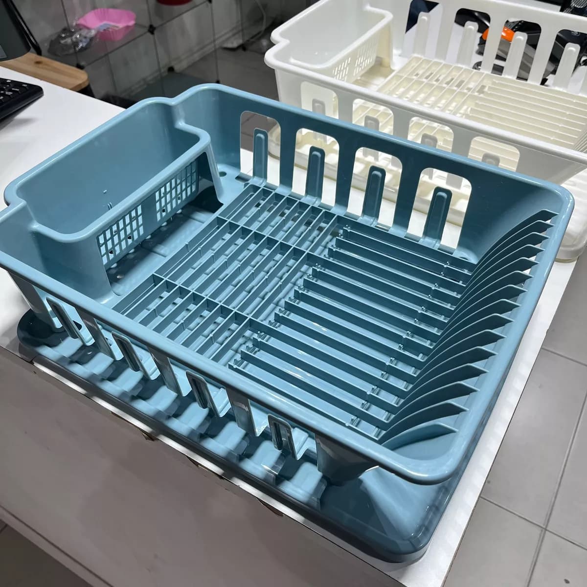 Escurridor De Platos Plástico Bandeja Cubiertero Desagüe — miniatura 4