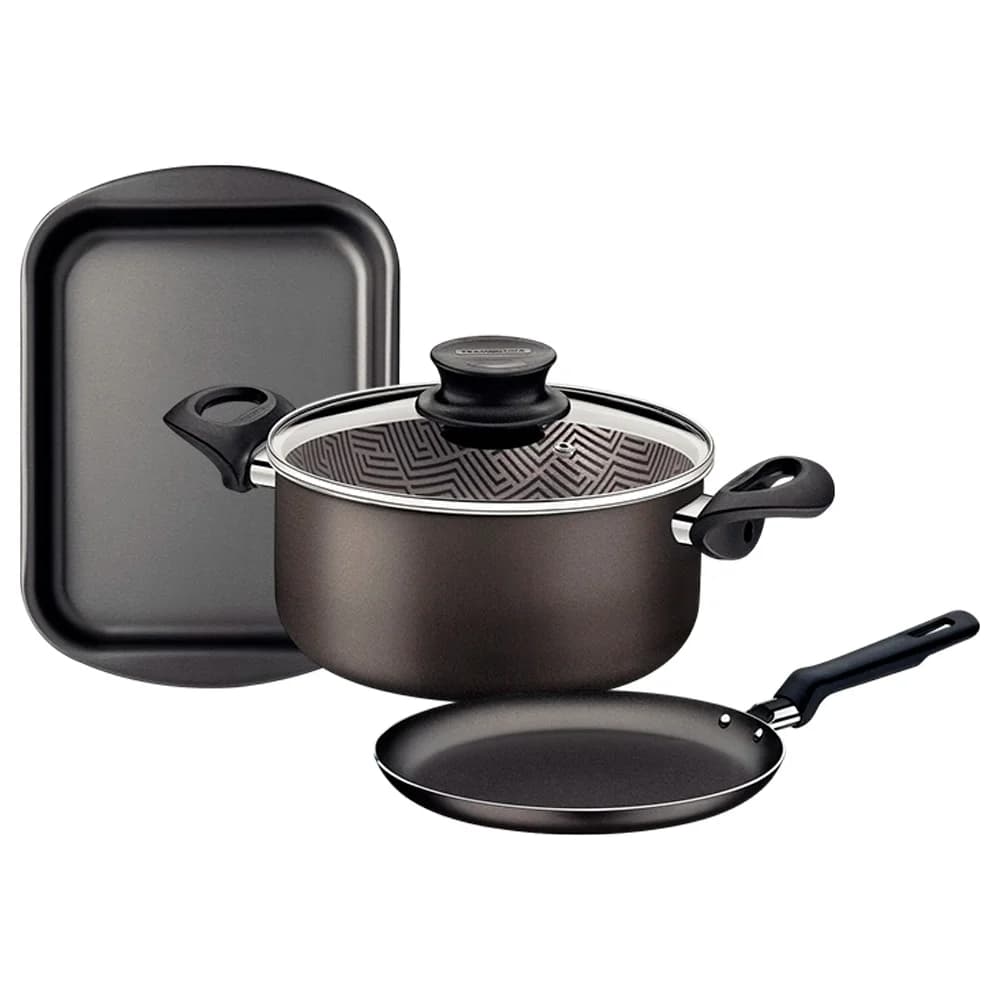 Juego Tramontina Kit Olla Asadera Panquequera 3 Pzs Teflon — imagen 1 de 1