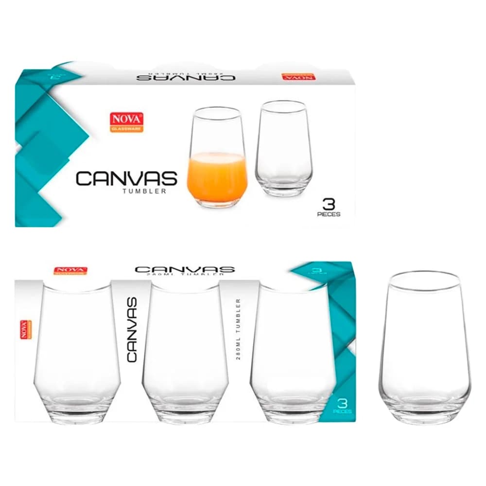 Vaso De Vidrio 490 Ml Refresco X3 Unid. Linea Canvas — imagen 1 de 1
