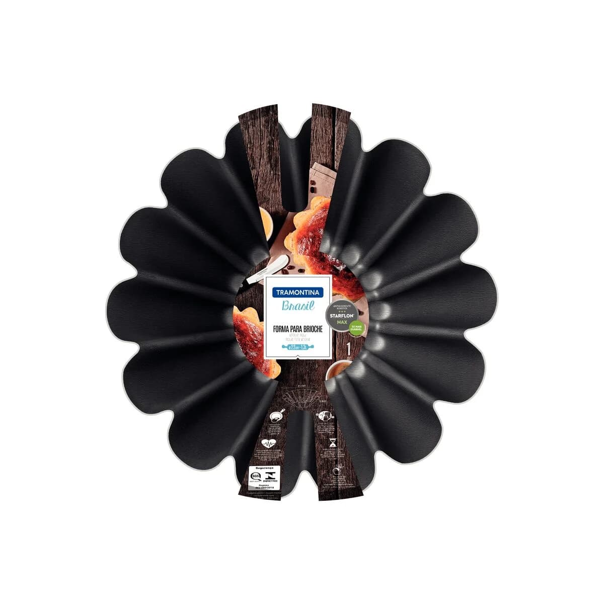 Molde Brioche Tramontina 22 Cm Flanera Budinera Teflon Negro — miniatura 2