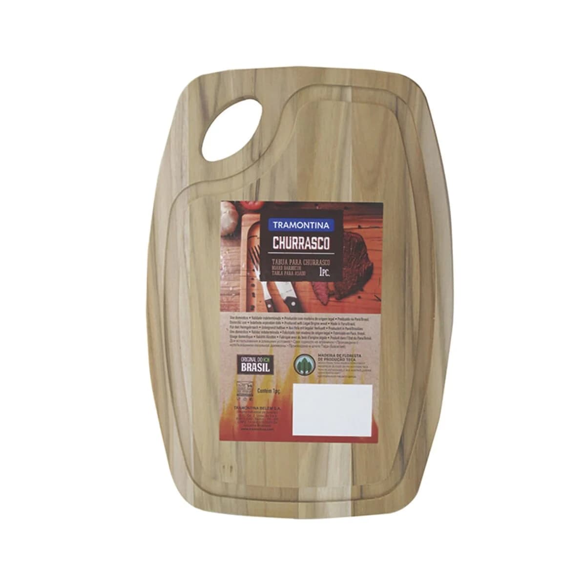 Tabla De Madera Tramontina Cocina Oval 34 Cm Churrasco — imagen 1 de 3