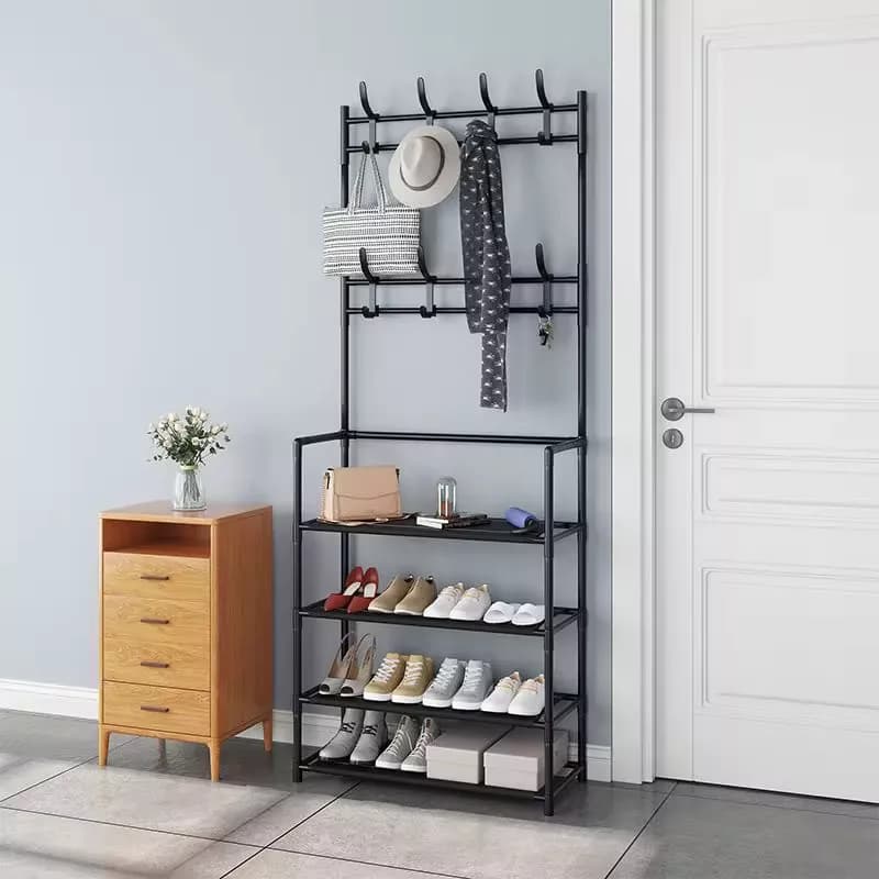 Perchero Zapatero Organizador Rack De Plastico Negro — miniatura 2