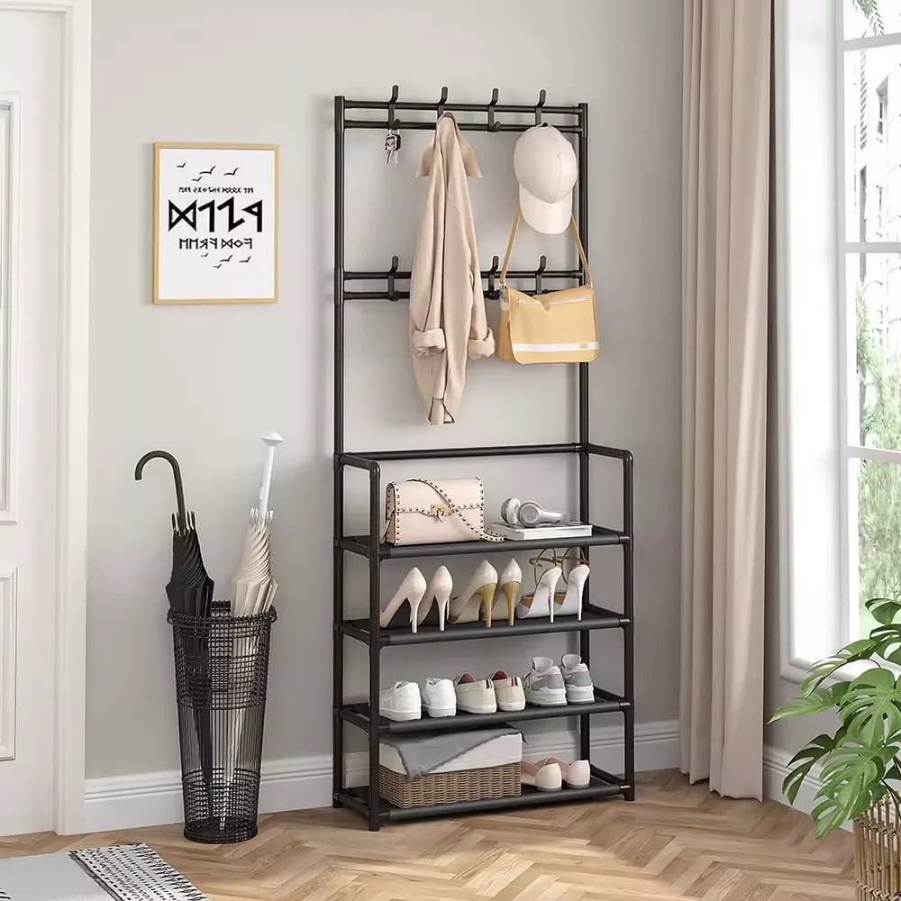 Perchero Zapatero Organizador Rack De Plastico Negro — miniatura 3