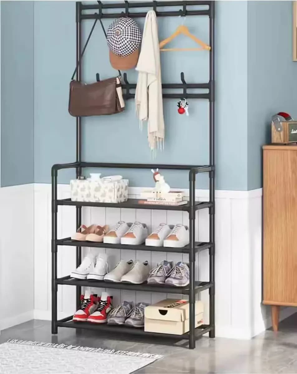 Perchero Zapatero Organizador Rack De Plastico Negro — miniatura 4