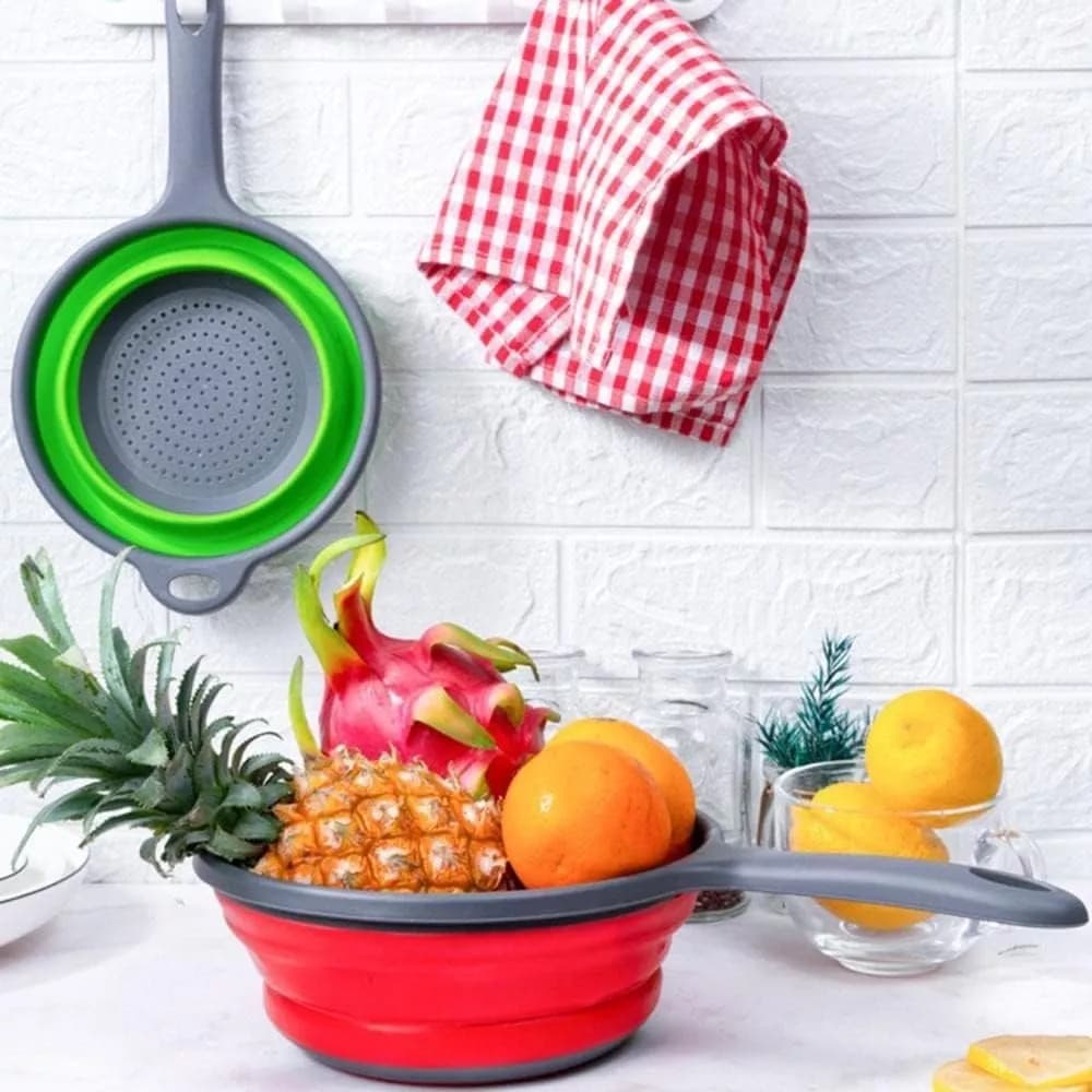 Colador Escurridor Plegable De Silicona 24 Cm Con Mango — miniatura 4
