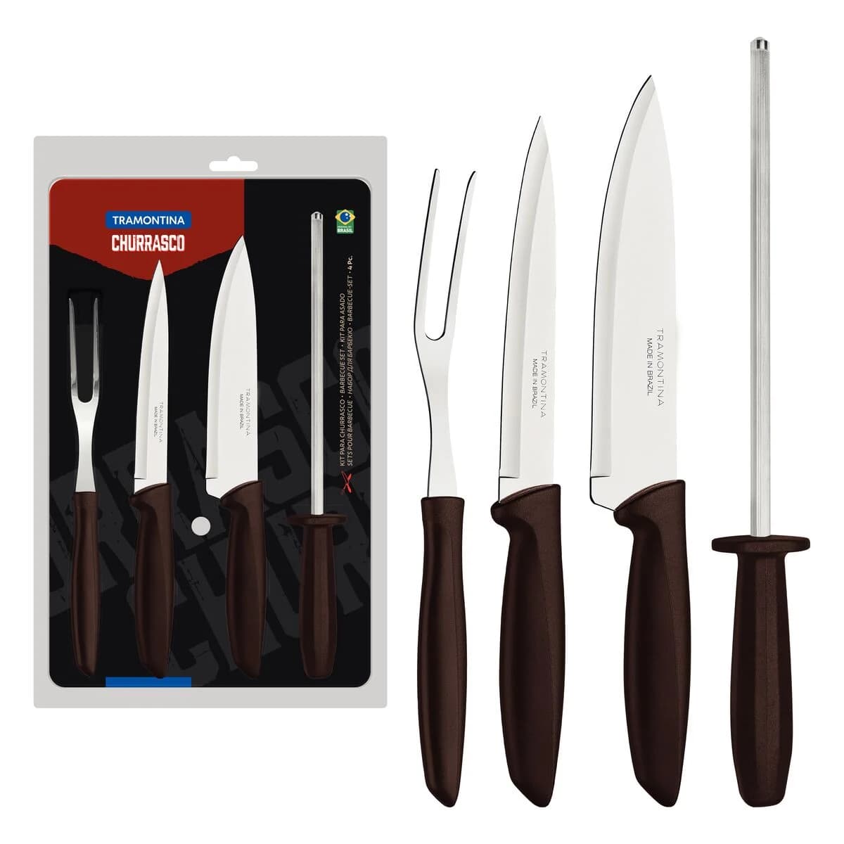 Juego de Asado Tramontina Plenus 4 Piezas Acero Inox — imagen 1 de 2
