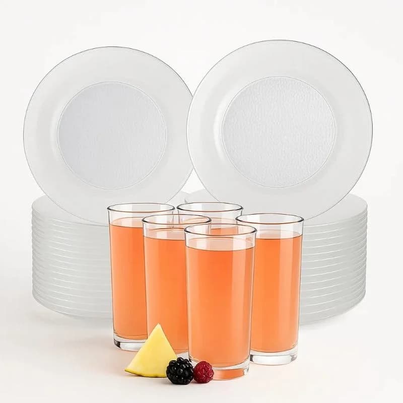 Set De Vajilla 18 Piezas Platos Vasos De Vidrio Durax Cocina — imagen 1 de 4