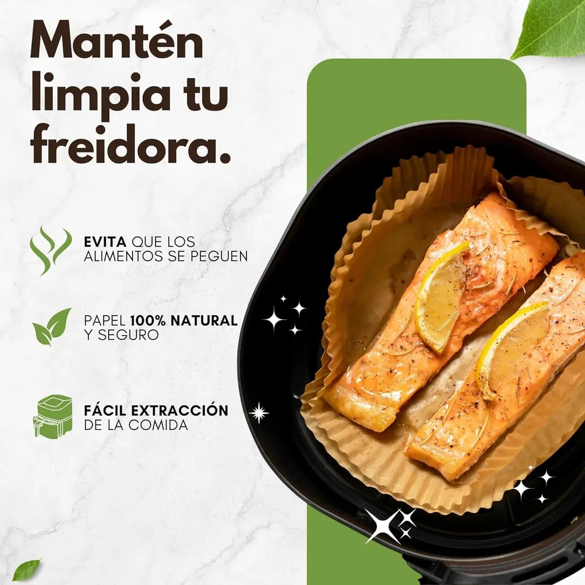 Bandejas De Papel Para Freidora De Aire Sin Aceite 100 Uni — miniatura 5