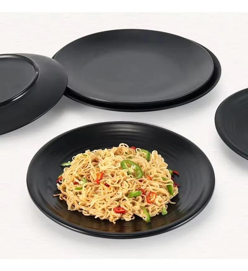 Plato De Melamina Negro 25 Cm Vajilla X Unidad — miniatura 4