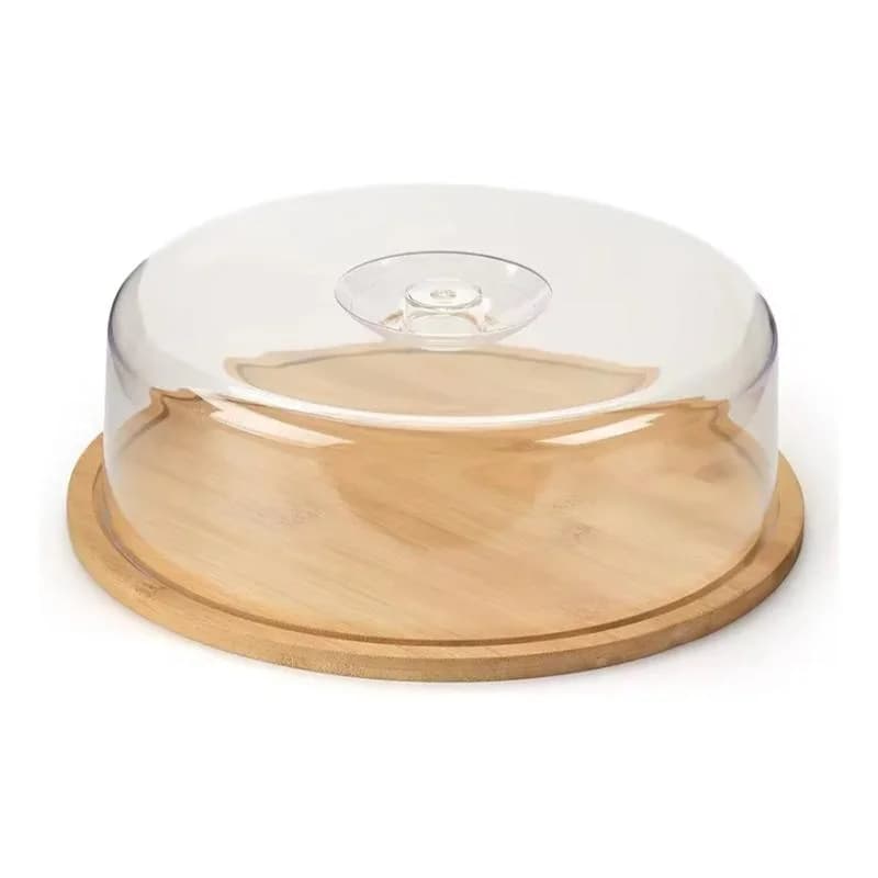 Campana Cupula Plato Para Tortas Acrilico Y Madera 28 Cm — imagen 1 de 3