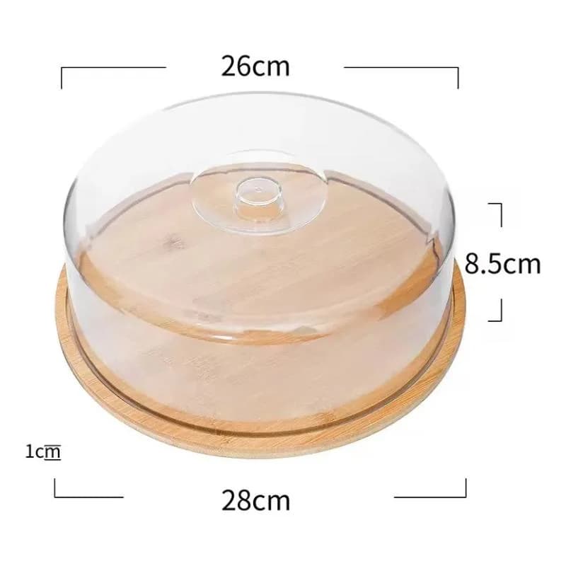 Campana Cupula Plato Para Tortas Acrilico Y Madera 28 Cm — miniatura 2