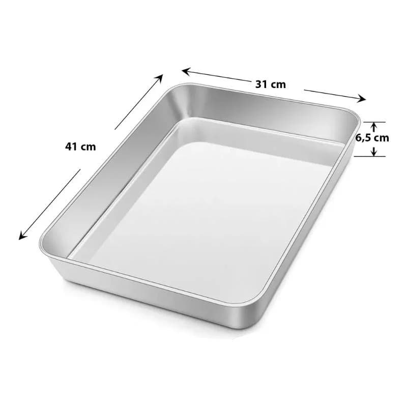 Asadera Fuente Bandeja Acero Inoxidable 41 X 31 Cm Horno — miniatura 2