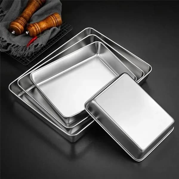 Asadera Fuente Bandeja Acero Inoxidable 41 X 31 Cm Horno — miniatura 3
