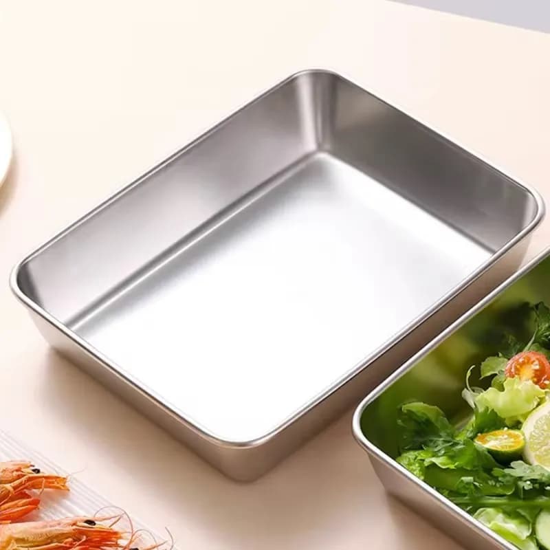 Asadera Fuente Bandeja Acero Inoxidable 41 X 31 Cm Horno — miniatura 5