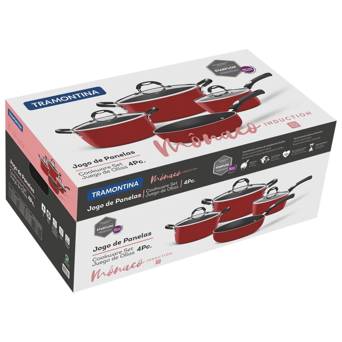 Bateria De Cocina Ollas Tramontina Monaco 4 Piezas Antiadher — miniatura 2