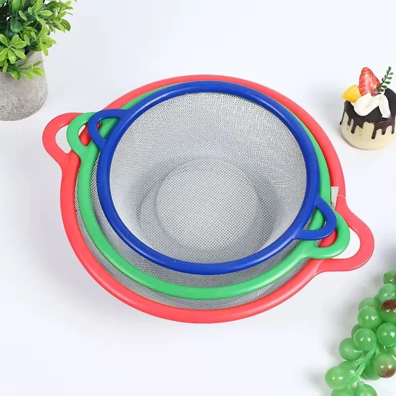 Colador De Malla Cernidor Con Asas Platico 18 Cm — miniatura 2