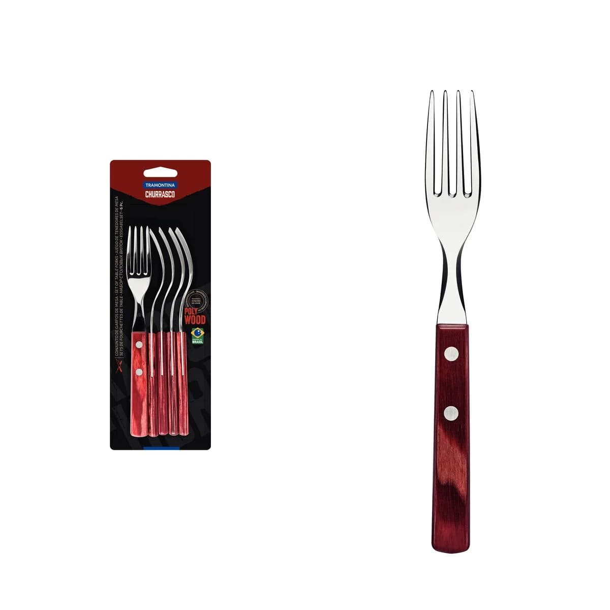 Tenedor De Asado Tramontina Polywood Madera X6 Unid — miniatura 2