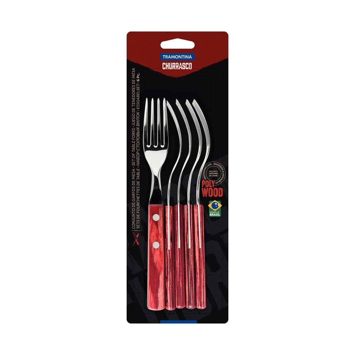 Tenedor De Asado Tramontina Polywood Madera X6 Unid — miniatura 3