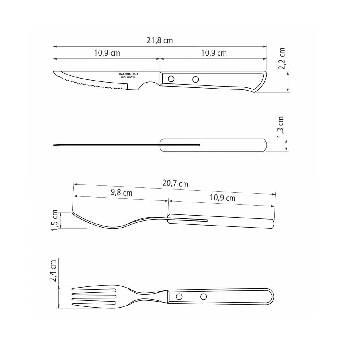 Juego De Cubiertos Tramontina Polywood Asado Madera 12 Pz — miniatura 4