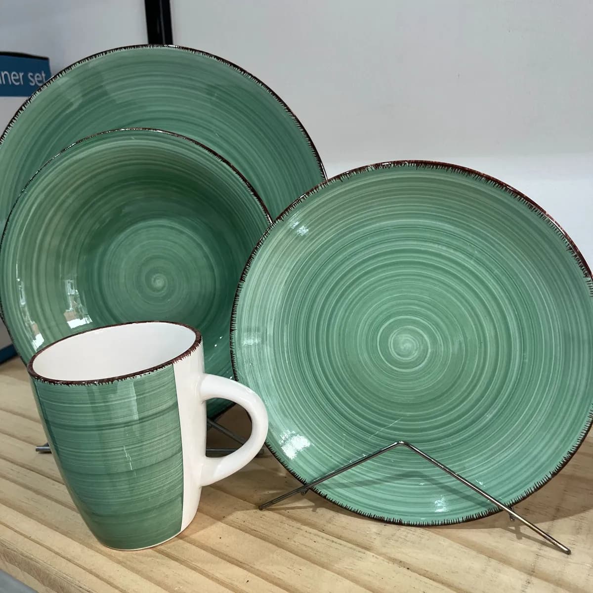 Juego Vajilla 16 Piezas Ceramica Taza Loza Color Verde — miniatura 2