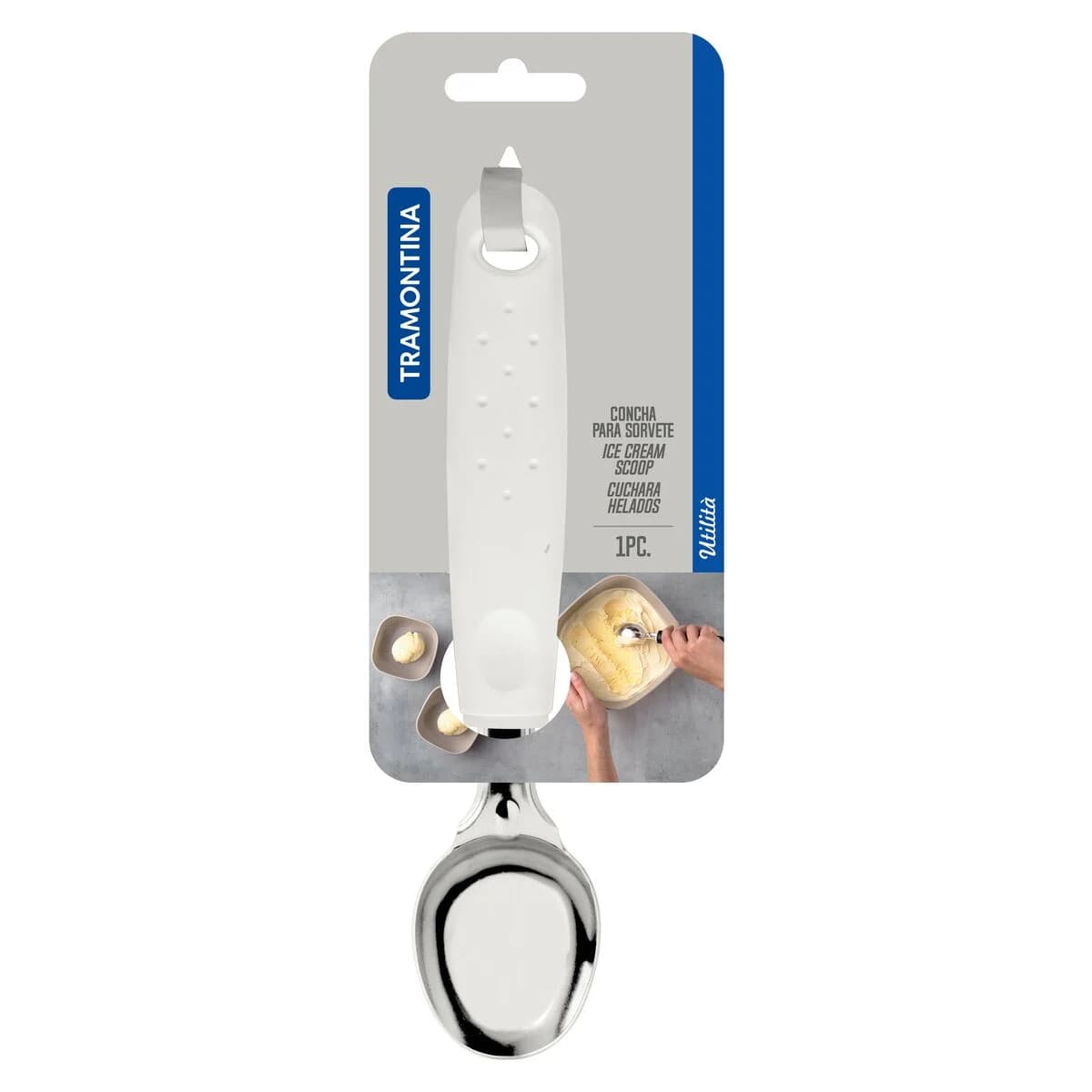 Cuchara para helado Tramontina Utilità de acero inoxidable 21.1 cm blanco — imagen 2 de 2