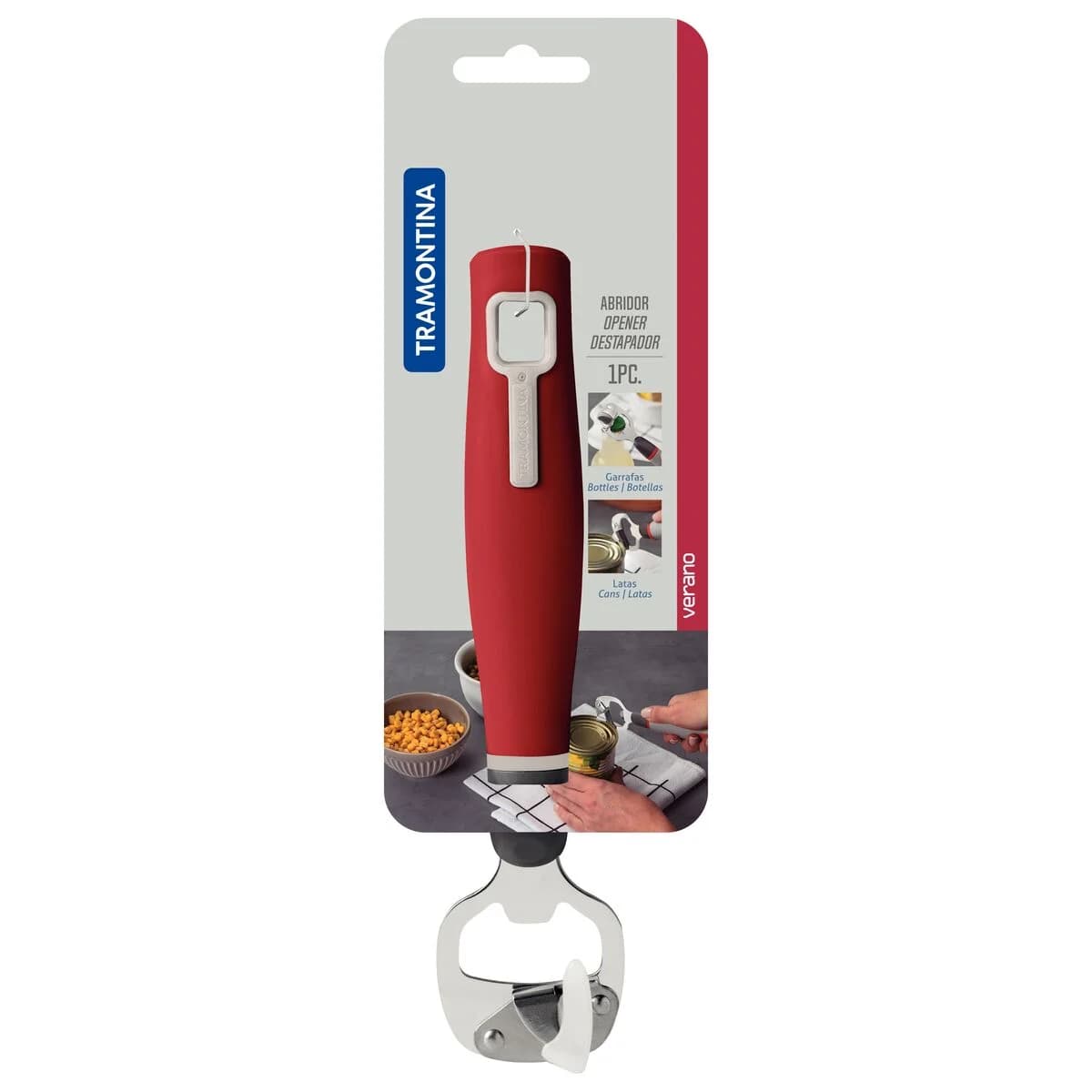 Abrelatas Tramontina Verano Acero Inoxidable Rojo — miniatura 2
