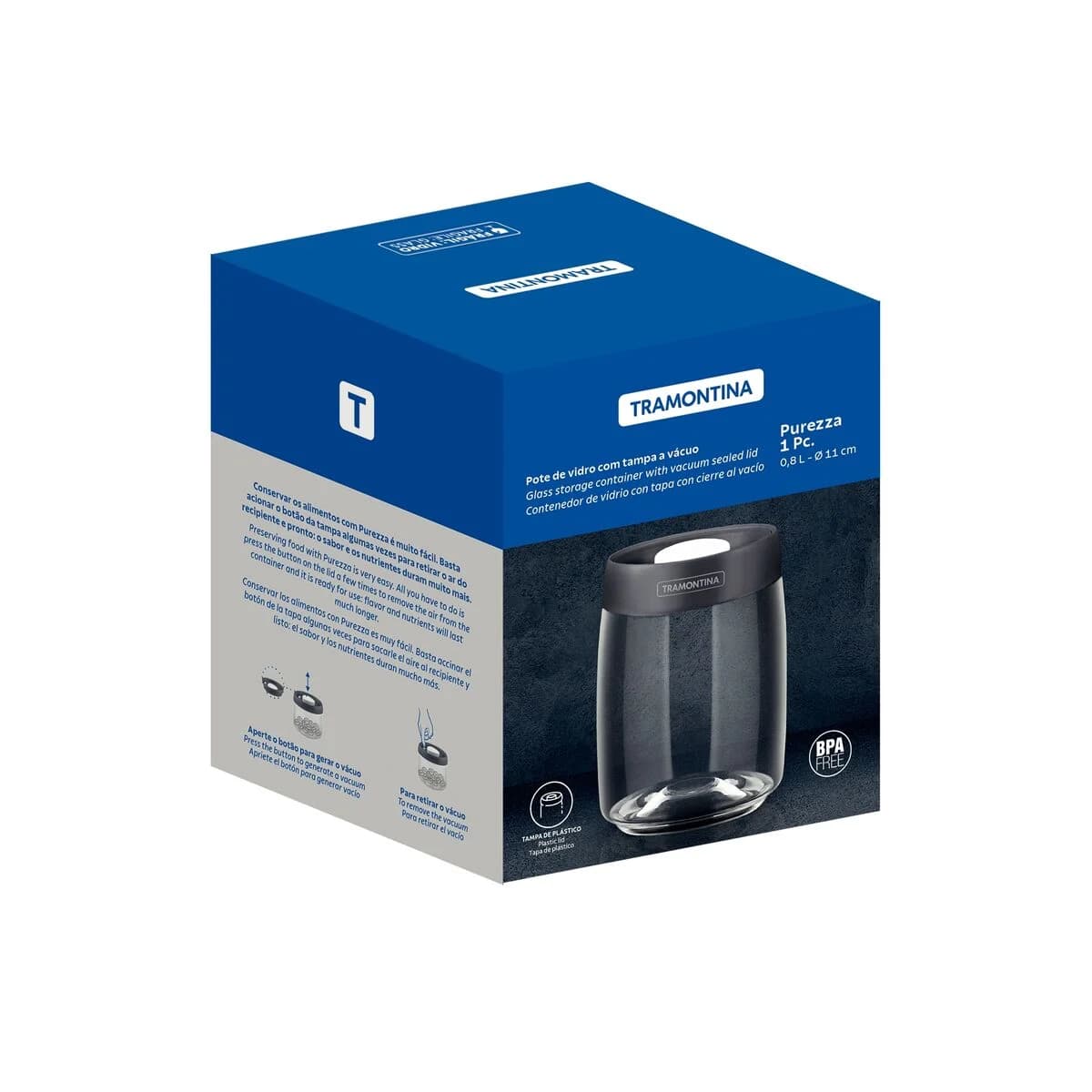 Frasco De Vidrio Tramontina Purezza Hermetico 800 Ml — miniatura 4