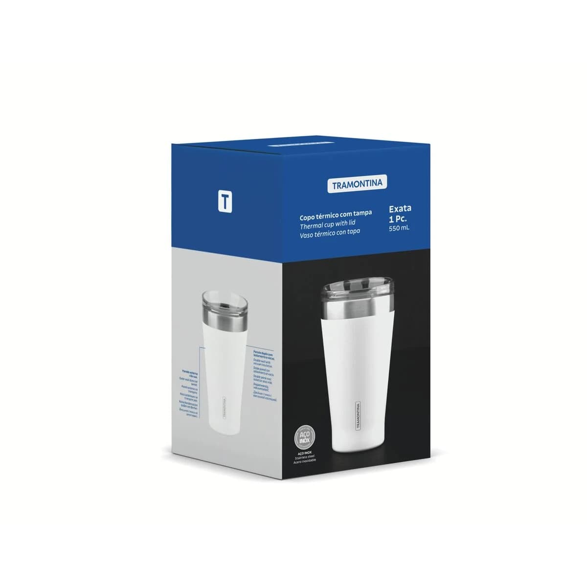 Vaso Termico Tramontina Exata Acero Inoxidable Blanco 550 ml — miniatura 2