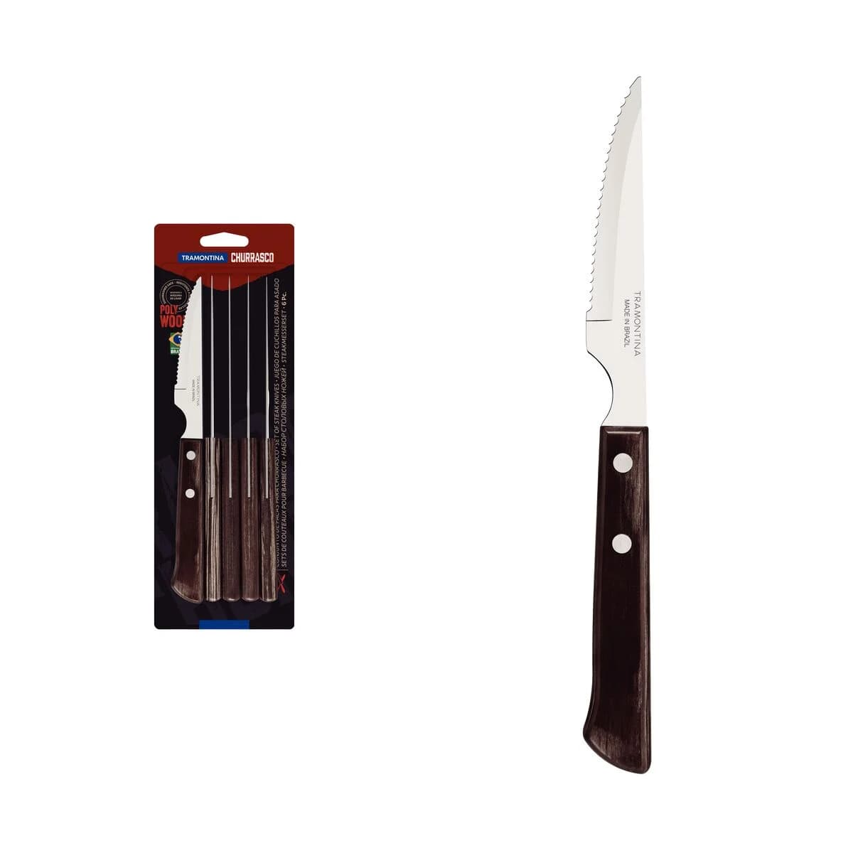 Cuchillo Asado Mango Madera X6 Unid. Tramontina Churrasco — miniatura 2