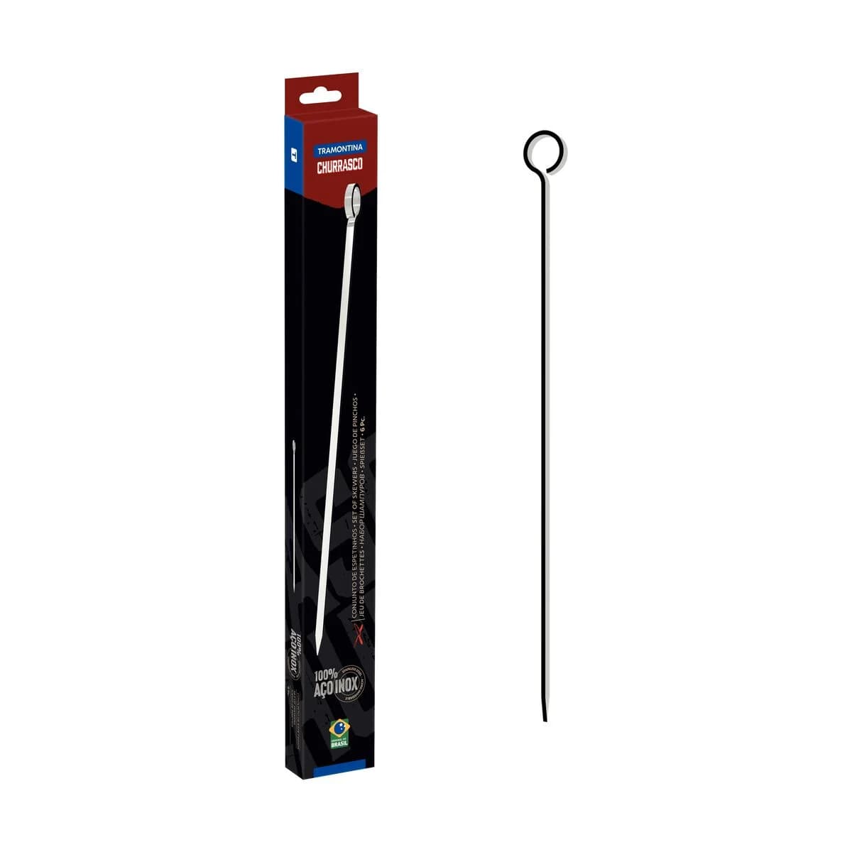 Pinchos Brochette Tramontina De Acero Inoxidable 20 Cm 6 Pz — imagen 1 de 4