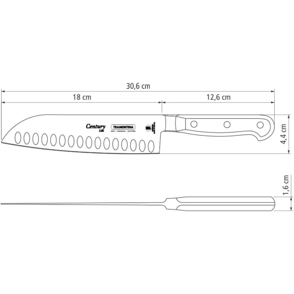 Cuchilla Santoku Tramontina Century Acero Inoxidable 7 PuLG — miniatura 3