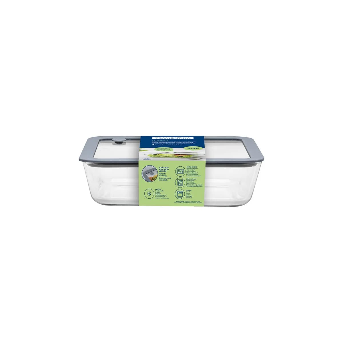 Recipiente Vianda Hermetico Tramontina Vittra Vidrio 1400 Ml — miniatura 2