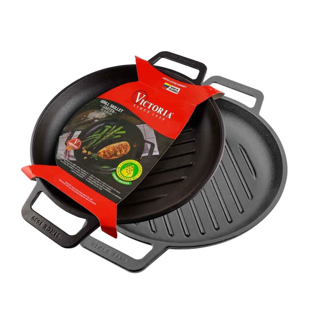 Sarten De Hierro Curado Grill Victoria Con Asas 25 Cm — miniatura 2