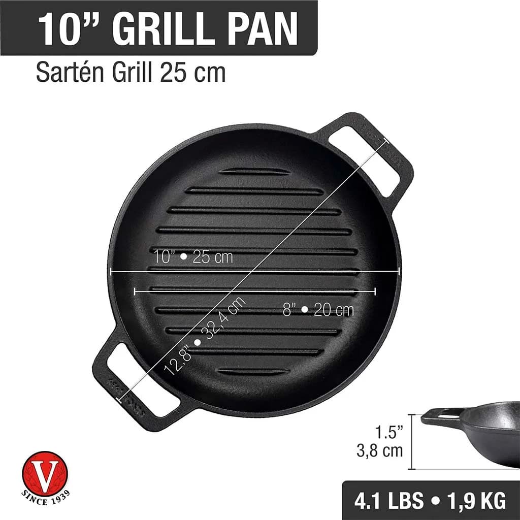Sarten De Hierro Curado Grill Victoria Con Asas 25 Cm — miniatura 4