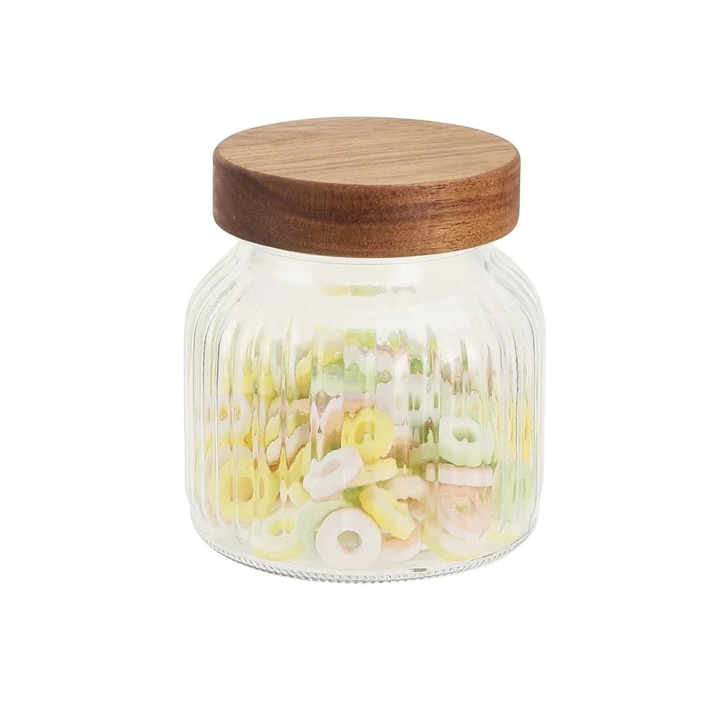 Frasco De Vidrio Con Tapa De Madera 500 Ml Selecta 12 Cm — imagen 1 de 1