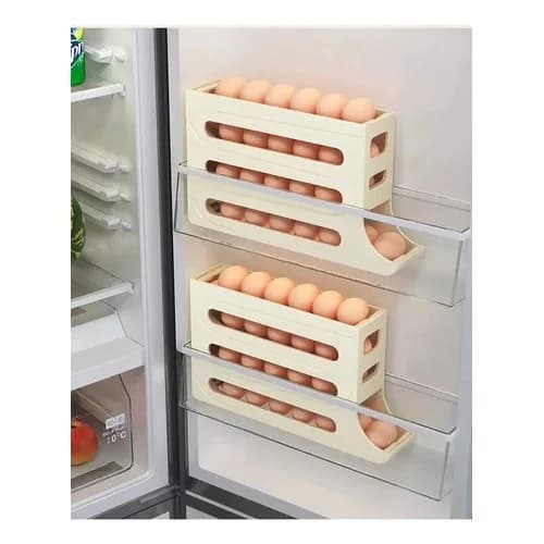 Huevera Plástica Diseño Deslizante Organizador 4 Niveles Beige — imagen 2 de 5