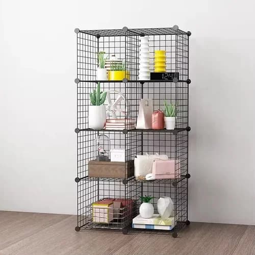 Organizador Estantería Metálica 8 Módulos Cubos Armable Negro — imagen 2 de 7
