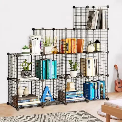 Organizador Estantería Metálica 8 Módulos Cubos Armable Negro — imagen 6 de 7