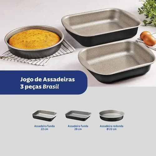 Juego De Asaderas Tramontina Brasil Aluminio 3 Piezas Negro — imagen 3 de 3