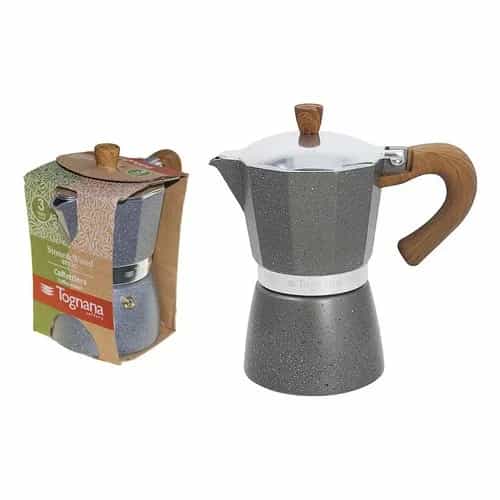 Cafetera Italiana Tognana Stone Wood Style Aluminio 6 Tazas Gris