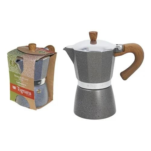 Cafetera Italiana Tognana Stone Wood Style Aluminio 3 Tazas Gris — imagen 1 de 2