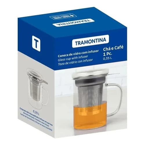 Taza Tramontina Vidrio Borosilicato Con Infusor Acero 350 Ml — imagen 2 de 3