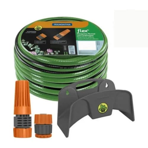 Kit Manguera Y Soporte Tramontina Flex 30 M 1/2 Verde/Negro — imagen 2 de 6