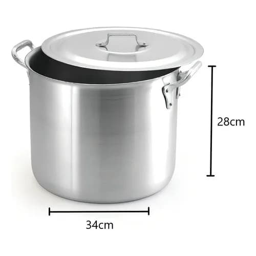 Olla Hotelera Oliveira 27 L Aluminio 34 Cm Asas Remachadas — imagen 5 de 6