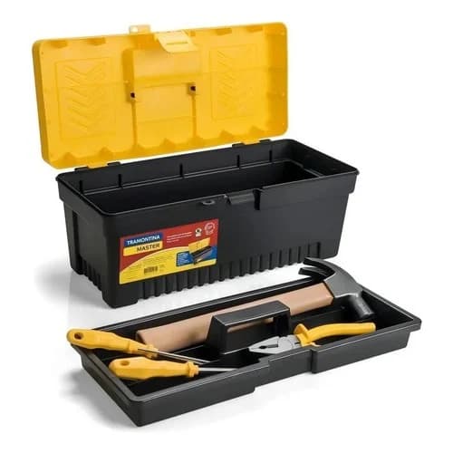 Caja Plástica para Herramientas Tramontina 43 Cm Negro y Amarillo — imagen 3 de 6